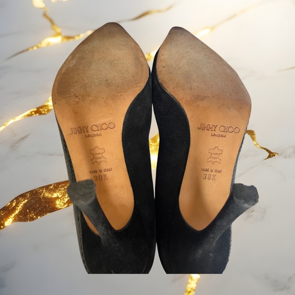 Jimmy Choo Adina Heels — Black Suede & Snakeskin — EU 38.5 / US 8 - Picture 3 of 4